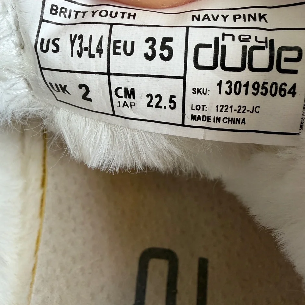 Hey Dude Britt Youth Y3 - L4 EU 35 Navy Pink Tie‎ Dye Boho Boot Faux Fur